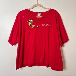 Hummingbird VINTAGE Red V-Neck T-Shirt Size 2X